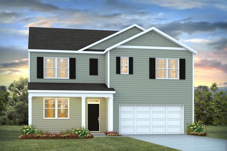 Representative exterior photo of a completed home built from the Hayden by D.R. Horton in Autumn's Wood, Brunswick, GA (Image 1).