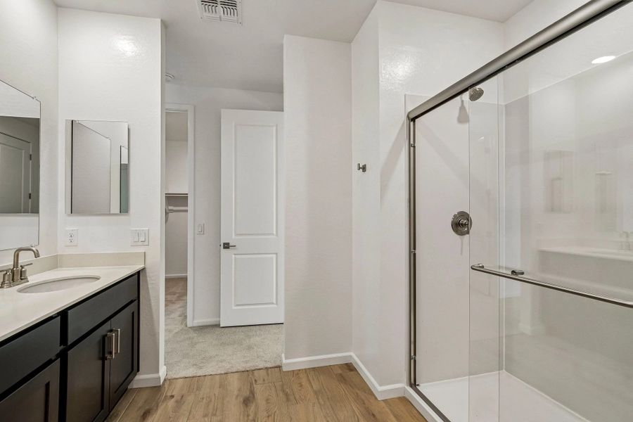 Primary bath. Not Actual Home, finishes may vary.