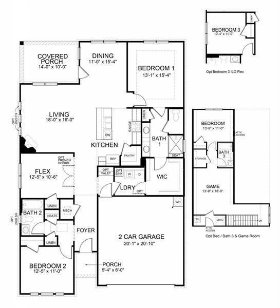 2D floor plan layout of this home in Hamptons at Riverwood North, Dallas, GA (Image 5).