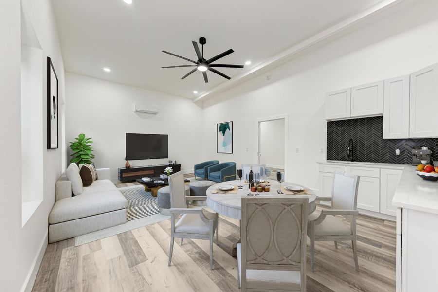 Living area guest apartment off garage- virtually staged