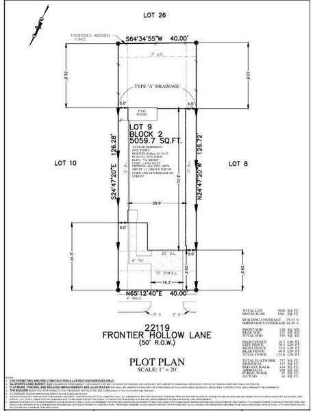 22119 Frontier Hollow Lane Preliminary Plot Plan