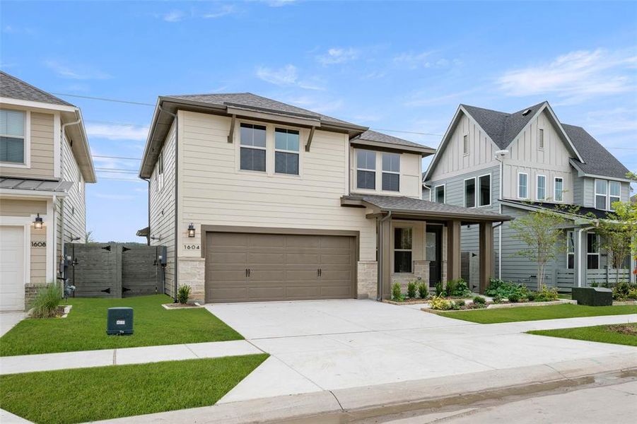 Front exterior of a new home in Cottage Collection at Harvest, Argyle, TX, highlighting curb appeal (Image 17). Front exterior of a new home in Cottage Collection at Harvest, Argyle, TX, highlighting curb appeal (Image 17).