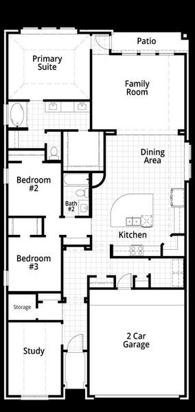 2D floor plan layout of this home in Gateway Village - The Reserve, Denison, TX (Image 5). 2D floor plan layout of this home in Gateway Village - The Reserve, Denison, TX (Image 5).