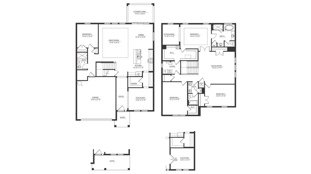 2D floor plan layout for the Holden by D.R. Horton in Seaire, Parrish, FL (Image 3).