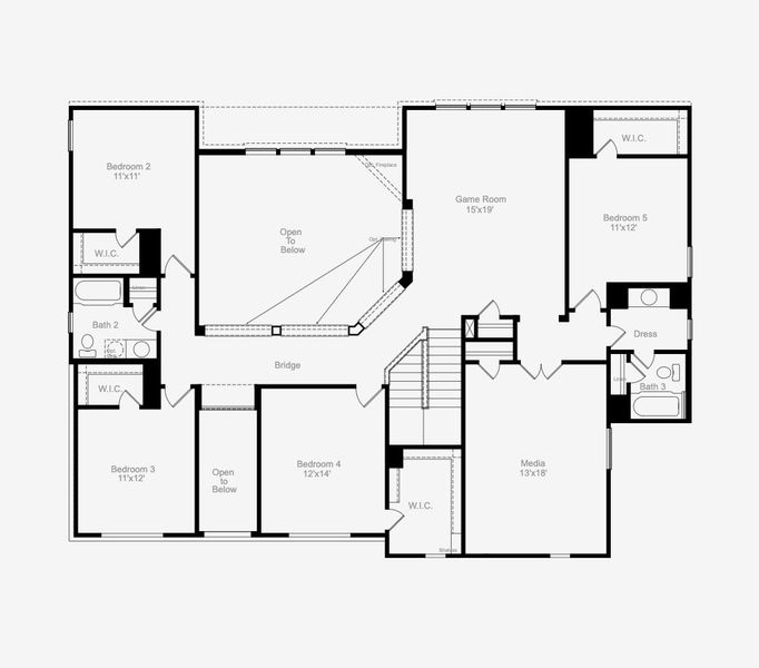 2D floor plan layout for the Llano by Scott Felder Homes in Blackhawk, Pflugerville, TX (Image 7).
