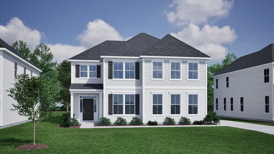 Representative exterior photo of a completed home built from the Saluda II - Vanguard Collection by Mungo Homes in Scotts Hill Village, Wilmington, NC (Image 10).