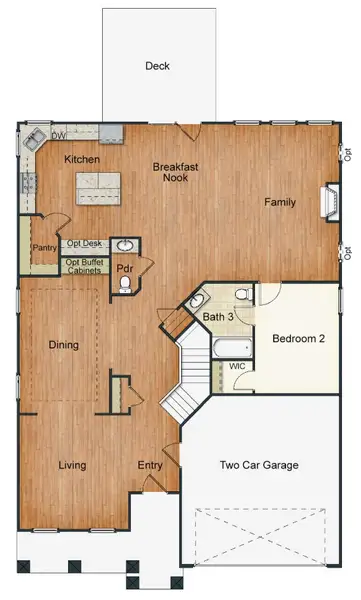 2D floor plan layout for the Hanover Lux by Keystone Homes NC in Weybridge, Burlington, NC (Image 5).