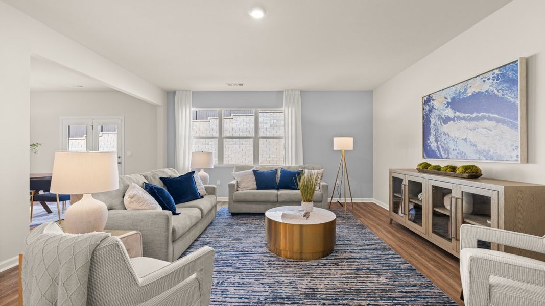 Representative furnished interior of a home built from the Halton by D.R. Horton in Brooks Station, Dacula (Image 19).