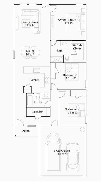 2D floor plan layout of this home in Moore Landing, Magnolia, TX (Image 3).