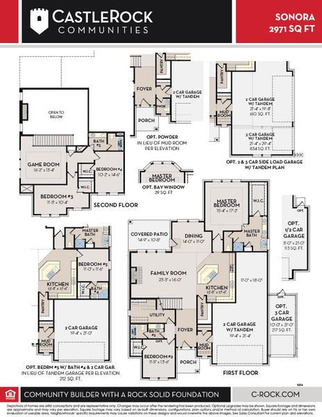 2D floor plan layout for the Sonora by CastleRock Communities in Solterra, Mesquite, TX (Image 3).