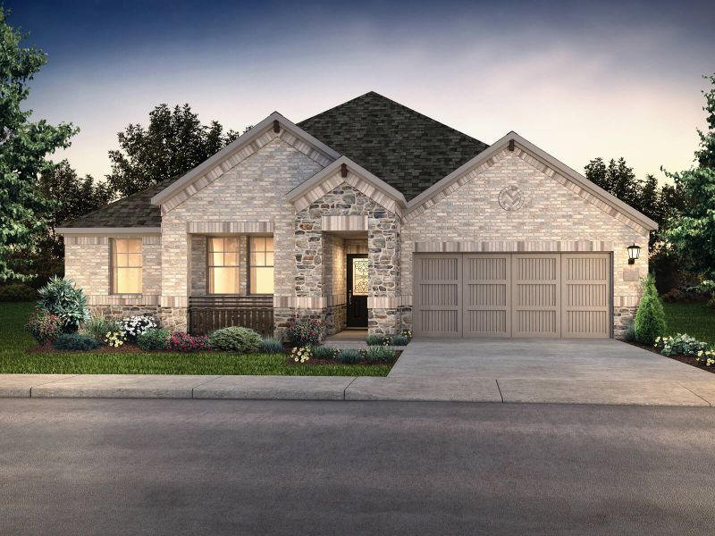 Front exterior of a new home in Eastridge - Premier Series, McKinney, TX, highlighting curb appeal (Image 1). Front exterior of a new home in Eastridge - Premier Series, McKinney, TX, highlighting curb appeal (Image 1).