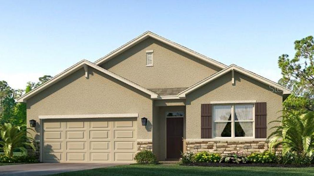 Front exterior of a new home in Silverstone North, Palmetto, FL, highlighting curb appeal (Image 2). Front exterior of a new home in Silverstone North, Palmetto, FL, highlighting curb appeal (Image 2).