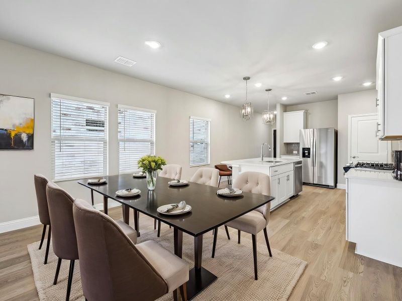 Furnished interior view inside a new home in Parks at Foster Crossing - Spring Series, Anna (Image 3). Furnished interior view inside a new home in Parks at Foster Crossing - Spring Series, Anna (Image 3).