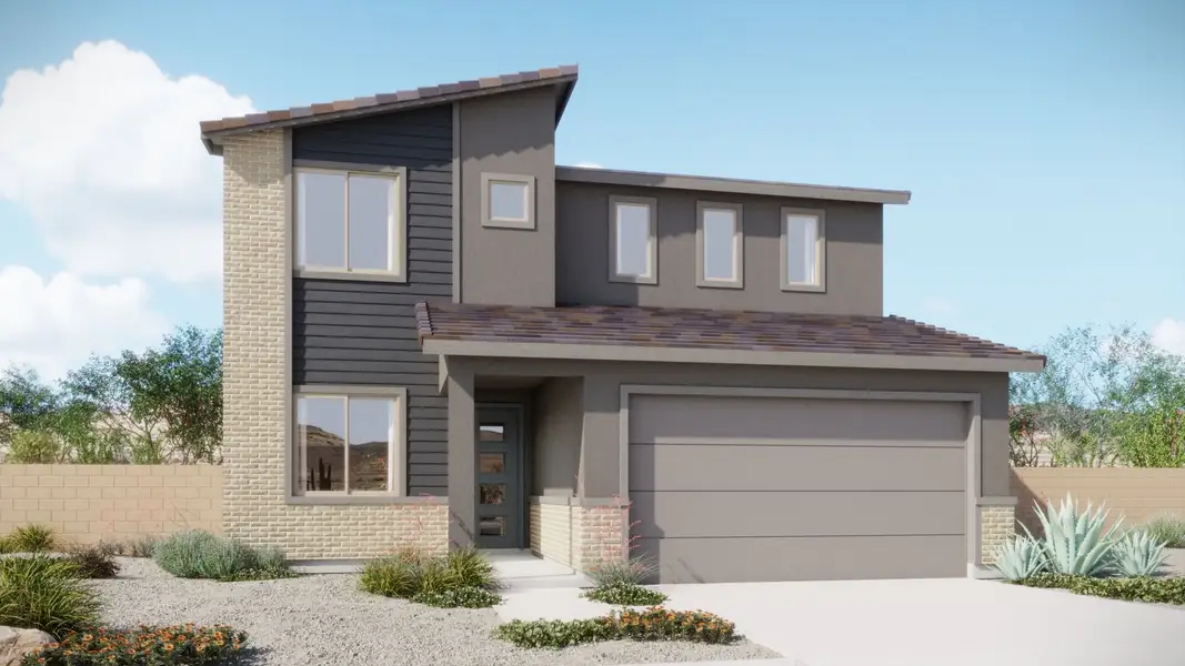 Representative exterior photo of a completed home built from the Sienna by Mattamy Homes in Silverbell Ridge, Marana, AZ (Image 3).