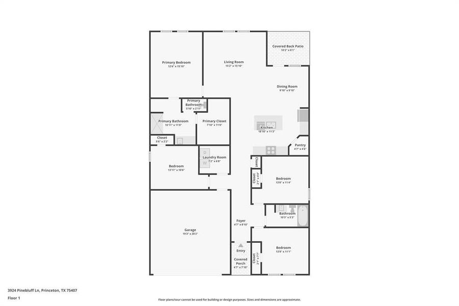 2D floor plan layout of this home in Frontier Pointe, Princeton, TX (Image 5).
