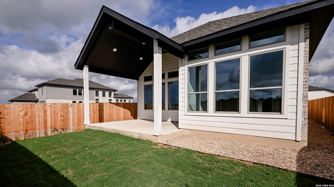 Exterior details and patio area of a home in Legacy at Lake Dunlap, New Braunfels (Image 4).