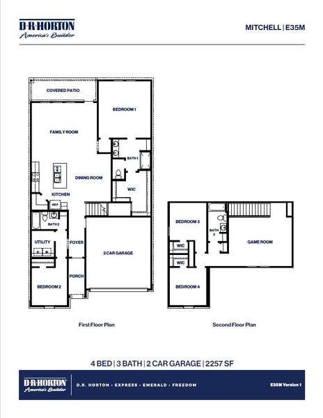 2D floor plan layout for the Mitchell by D.R. Horton in Cypress Green, Hockley, TX (Image 4). 2D floor plan layout for the Mitchell by D.R. Horton in Cypress Green, Hockley, TX (Image 4).