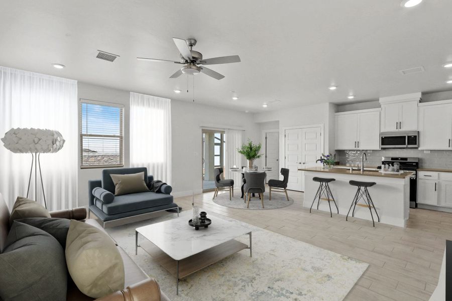Representative furnished interior of a home built from the Harmony by View Homes in The View at Desert Springs | Thoughtful Collection, El Paso (Image 6). Representative furnished interior of a home built from the Harmony by View Homes in The View at Desert Springs | Thoughtful Collection, El Paso (Image 6).