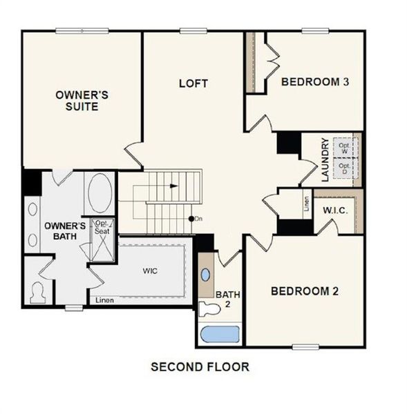 2D floor plan layout of this home in Hawthorne Reserve, Dallas, GA (Image 4).