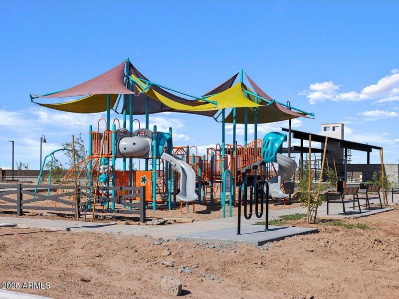 Playground fireplace and pergola