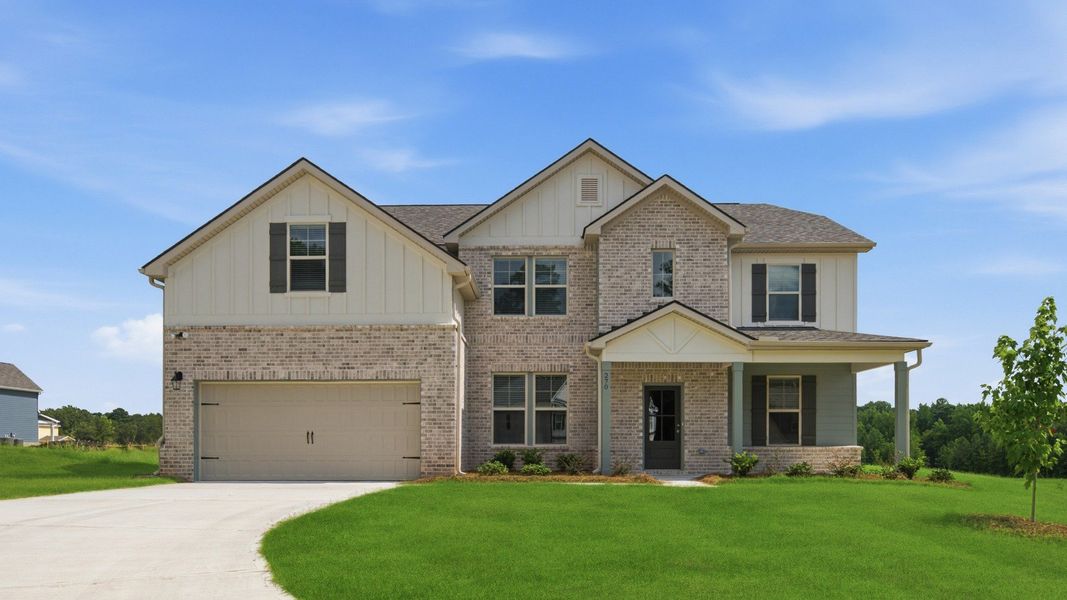 Representative exterior photo of a completed home built from the Meridian II by DRB Homes in Kingston, Locust Grove, GA (Image 22).