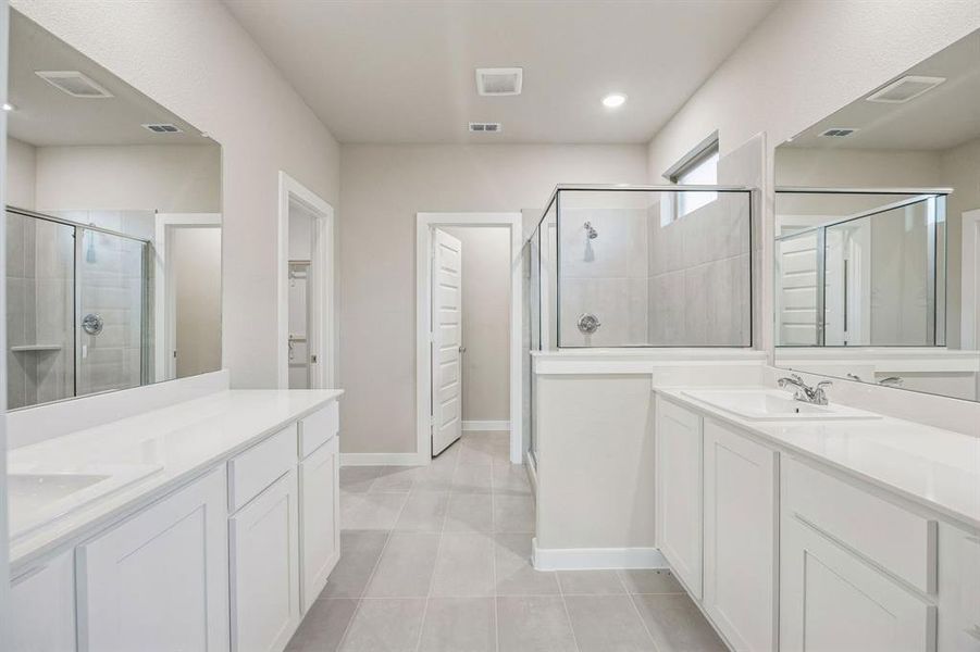 Primary Bathroom in the Wimbledon home plan by Trophy Signature Homes – REPRESENTATIVE PHOTO