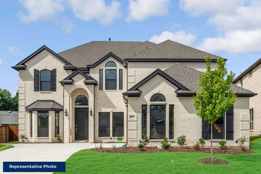 Representative exterior photo of a completed home built from the Crestwood 2FSW by First Texas Homes in Cambridge Estates, Prosper, TX (Image 1). Representative exterior photo of a completed home built from the Crestwood 2FSW by First Texas Homes in Cambridge Estates, Prosper, TX (Image 1).