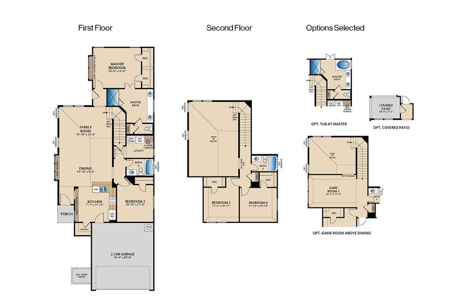 2D floor plan layout of this home in The Reserve at Spiritas Ranch, Little Elm, TX (Image 5).