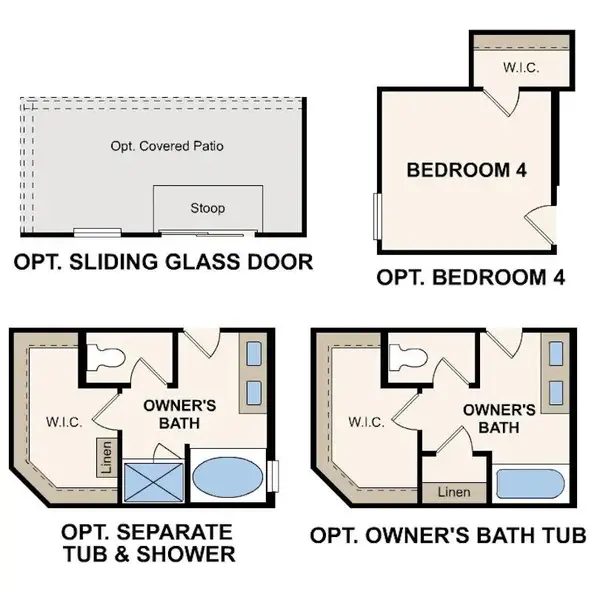 Explore these optional floor plan additions for enhanced living and relaxation spaces. Explore these optional floor plan additions for enhanced living and relaxation spaces.