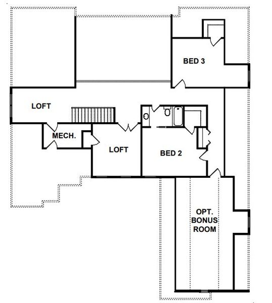 2D floor plan layout for the Ashburton by Sentinel Builders, Inc. in Copperstone At Choto, Knoxville, TN (Image 3).