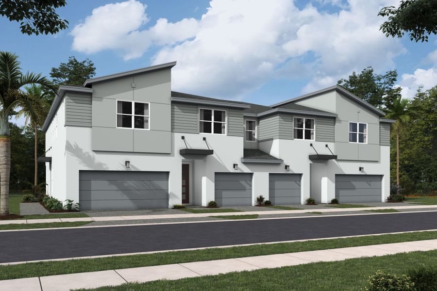 Representative exterior photo of a completed home built from the Hawthorn by Mattamy Homes in Forest – Townhomes, Greenacres, FL (Image 2).