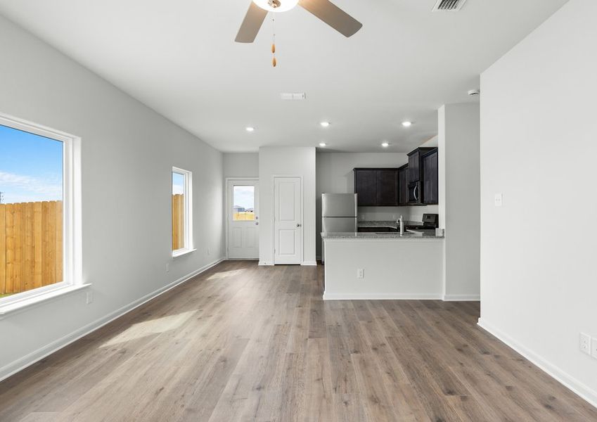 The windows in the open living spaces let in great, natural light. The windows in the open living spaces let in great, natural light.