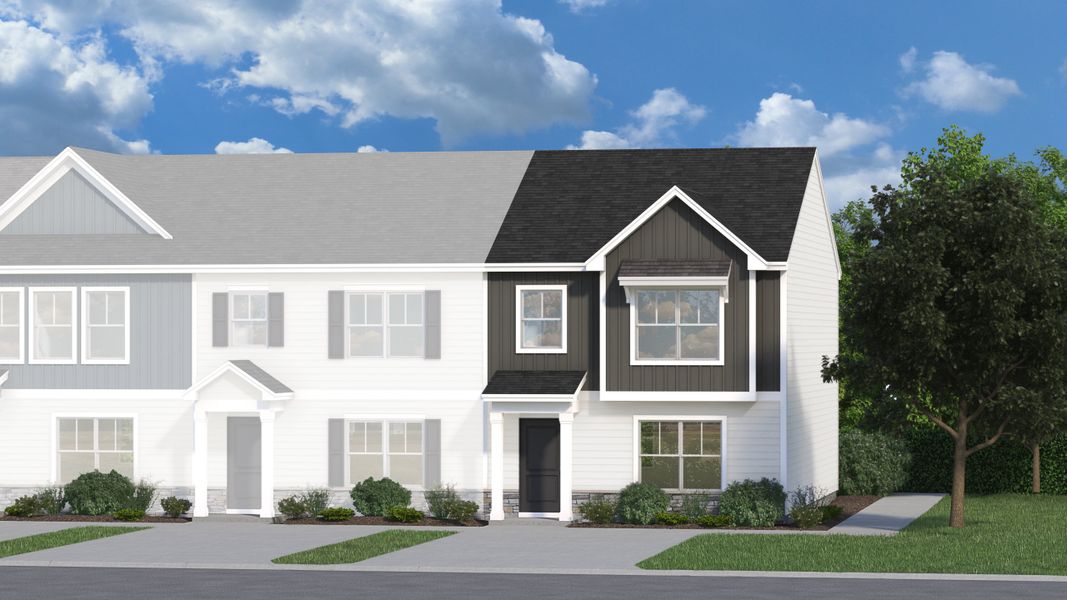 Front exterior of a new home in Meece, Easley, SC, highlighting curb appeal (Image 8). Front exterior of a new home in Meece, Easley, SC, highlighting curb appeal (Image 8).