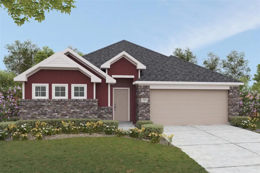 Front exterior of a new home in Calumet, Jarrell, TX, highlighting curb appeal (Image 1). Front exterior of a new home in Calumet, Jarrell, TX, highlighting curb appeal (Image 1).