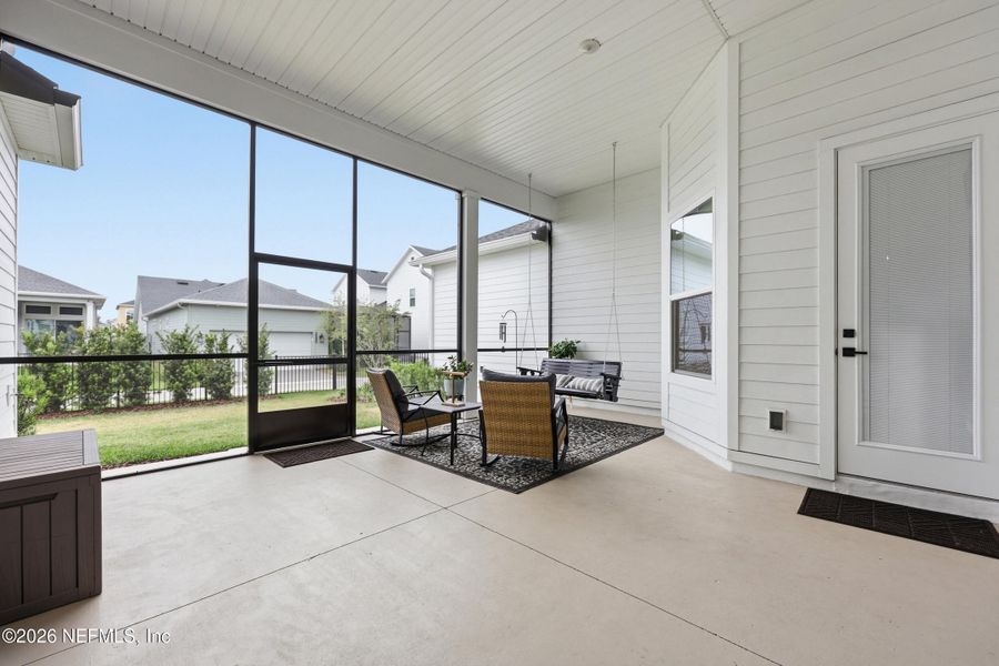 Exterior details and patio area of a home in Seven Pines 70' Rear Entry, Jacksonville (Image 37).