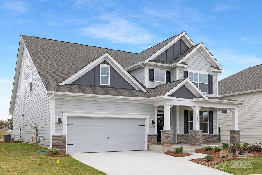 Front exterior of a new home in Sylvan Creek, Denver, NC, highlighting curb appeal (Image 25).