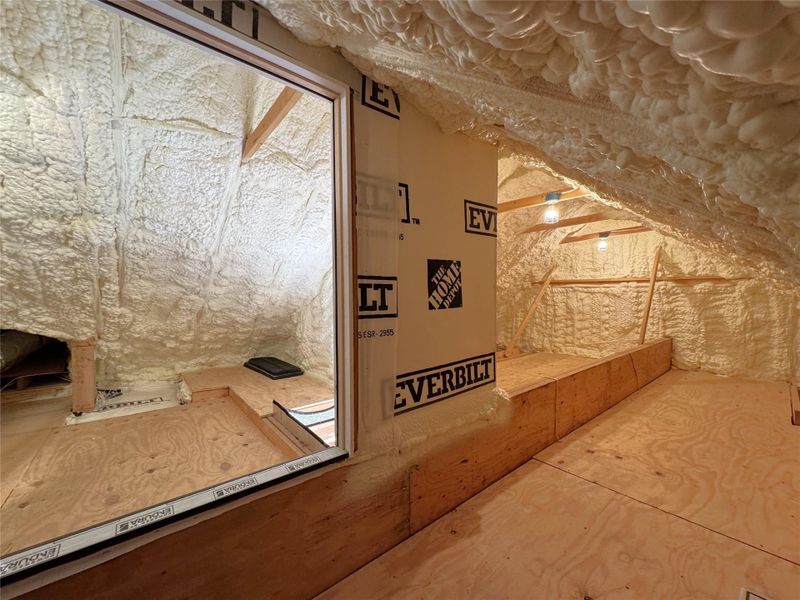 View of Spray Foam Attic and Attic Storage Room