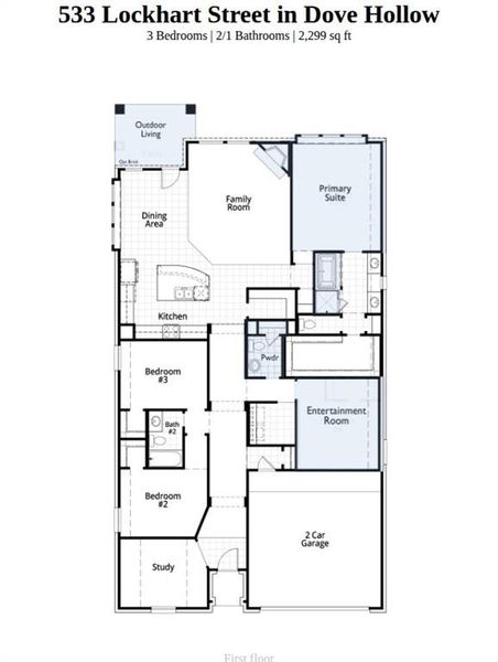 2D floor plan layout of this home in Dove Hollow, Waxahachie, TX (Image 2).