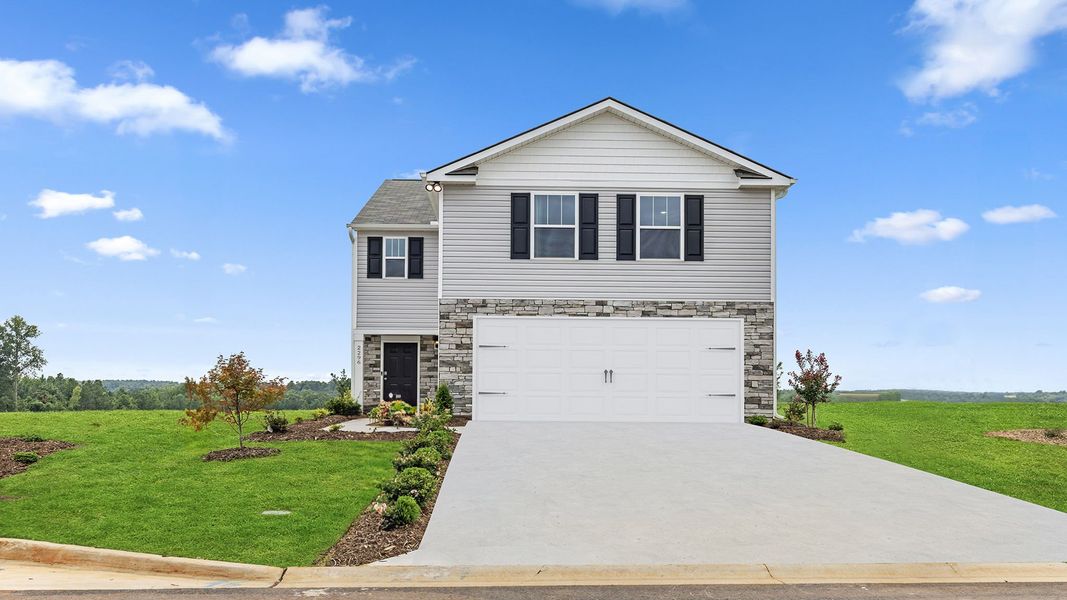Front exterior of a new home in Seneca Falls, Seneca, SC, highlighting curb appeal (Image 1).