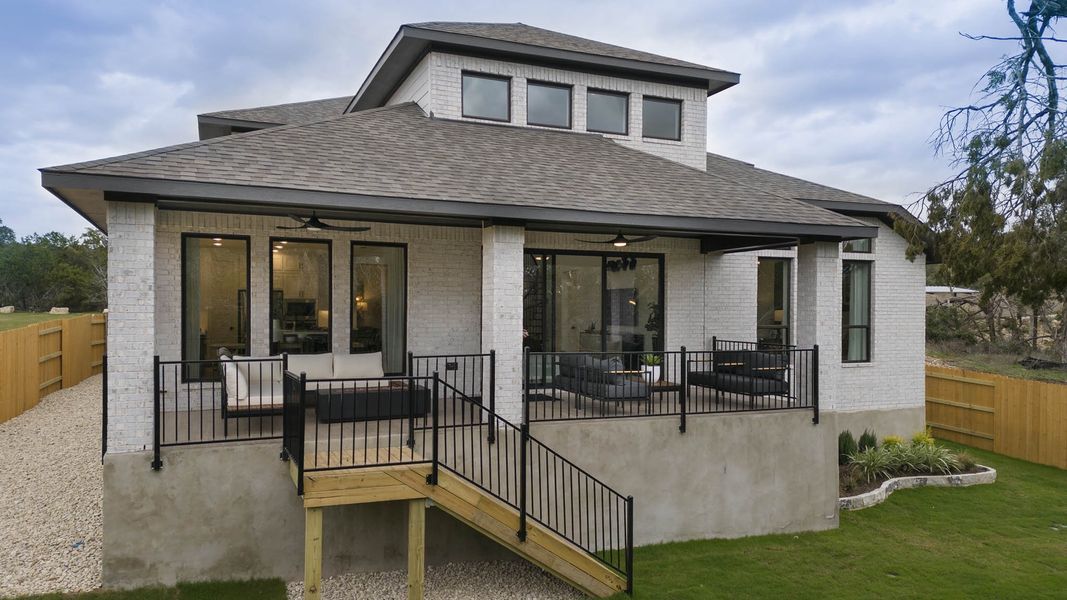 Exterior details and patio area of a home in Santa Rita Ranch - Eldorado, Liberty Hill (Image 4).