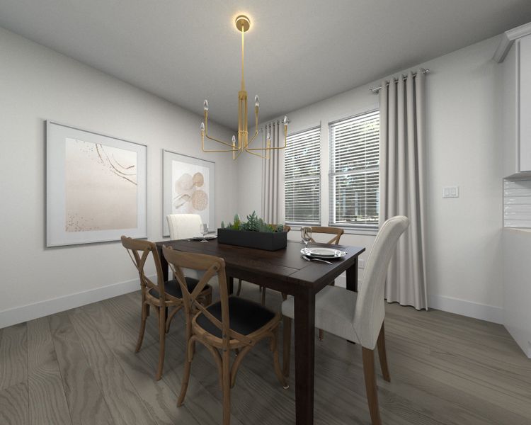 The open-concept floorplan allows for an easy flow between the kitchen and dining areas.
