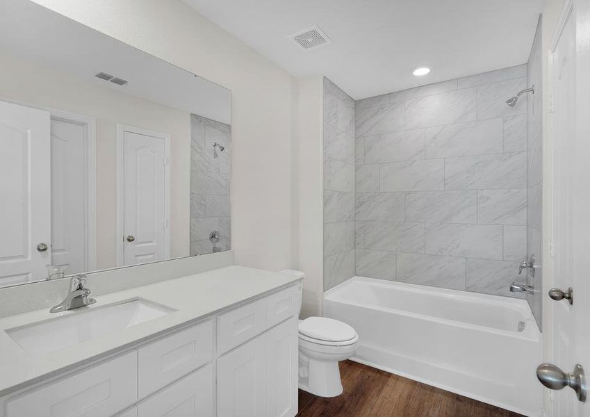 The master bathroom provides plenty of space to get ready in the mornings The master bathroom provides plenty of space to get ready in the mornings