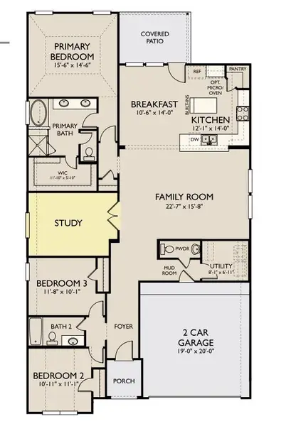2D floor plan layout of this home in Blue Heron Estates, Mont Belvieu, TX (Image 3).
