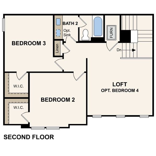 2D floor plan layout for the Meadowlark by Century Communities in Vue at Evelyn, Austin, TX (Image 5). 2D floor plan layout for the Meadowlark by Century Communities in Vue at Evelyn, Austin, TX (Image 5).
