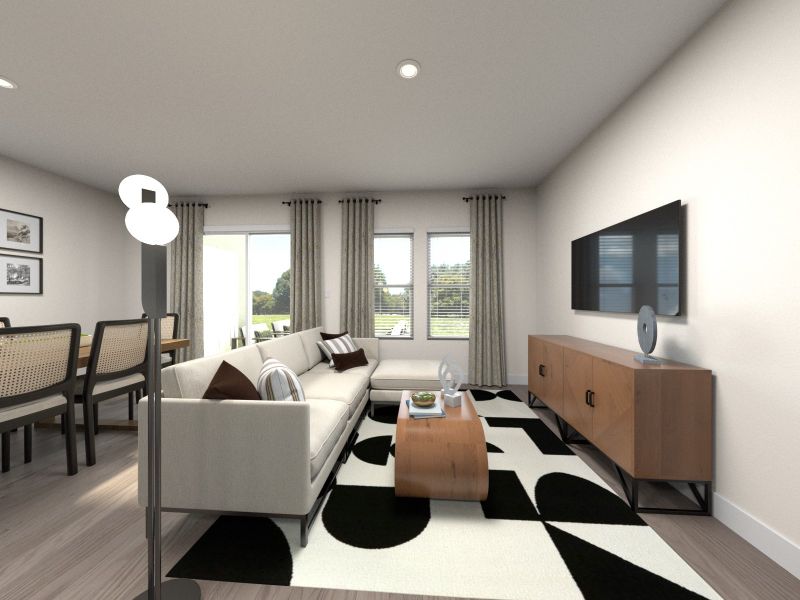 Furnished interior view inside a new home in Crossing at Abner Creek Townes, Greer (Image 3).