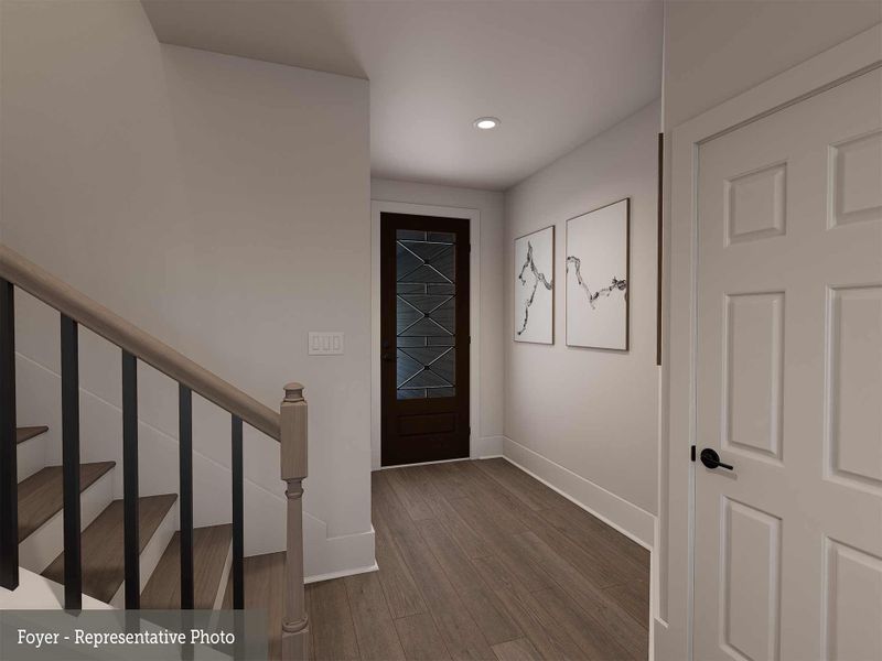 Representative unfurnished interior of a home built from the The Apex by David Weekley Homes in Double Creek Crossing Townhomes, Round Rock (Image 17). Representative unfurnished interior of a home built from the The Apex by David Weekley Homes in Double Creek Crossing Townhomes, Round Rock (Image 17).