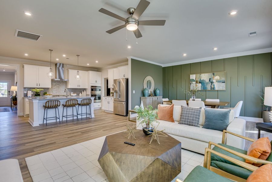Family Room, Dining Area and Kitchen