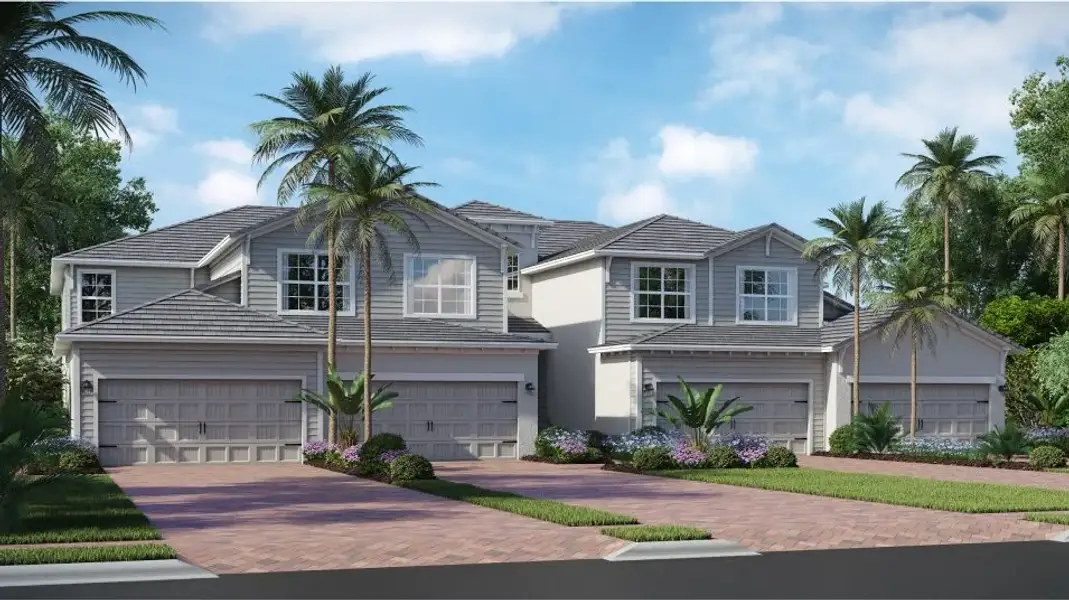 Front exterior of a new home in The National Golf & Country Club, Ave Maria, FL, highlighting curb appeal (Image 1). Front exterior of a new home in The National Golf & Country Club, Ave Maria, FL, highlighting curb appeal (Image 1).