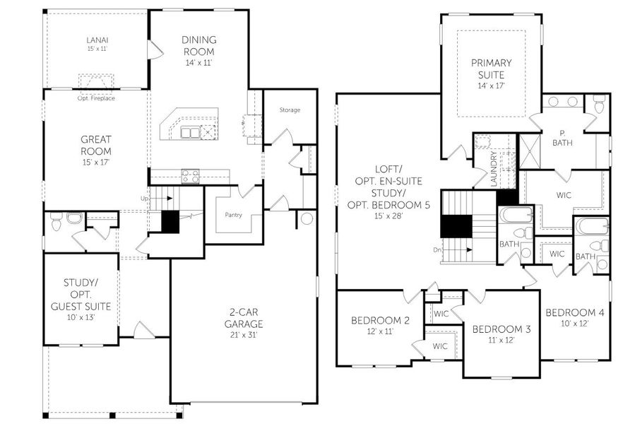 2D floor plan layout of this home in Knightdale Station, Knightdale, NC (Image 3).