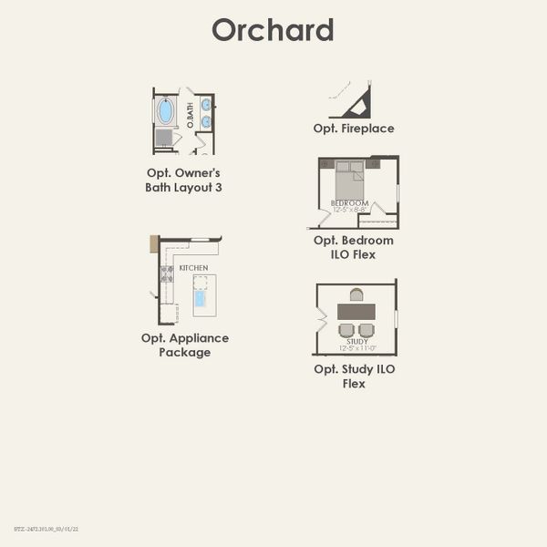 2D floor plan layout for the Orchard by Pulte Homes in Sonoma Verde, Rockwall, TX (Image 3).